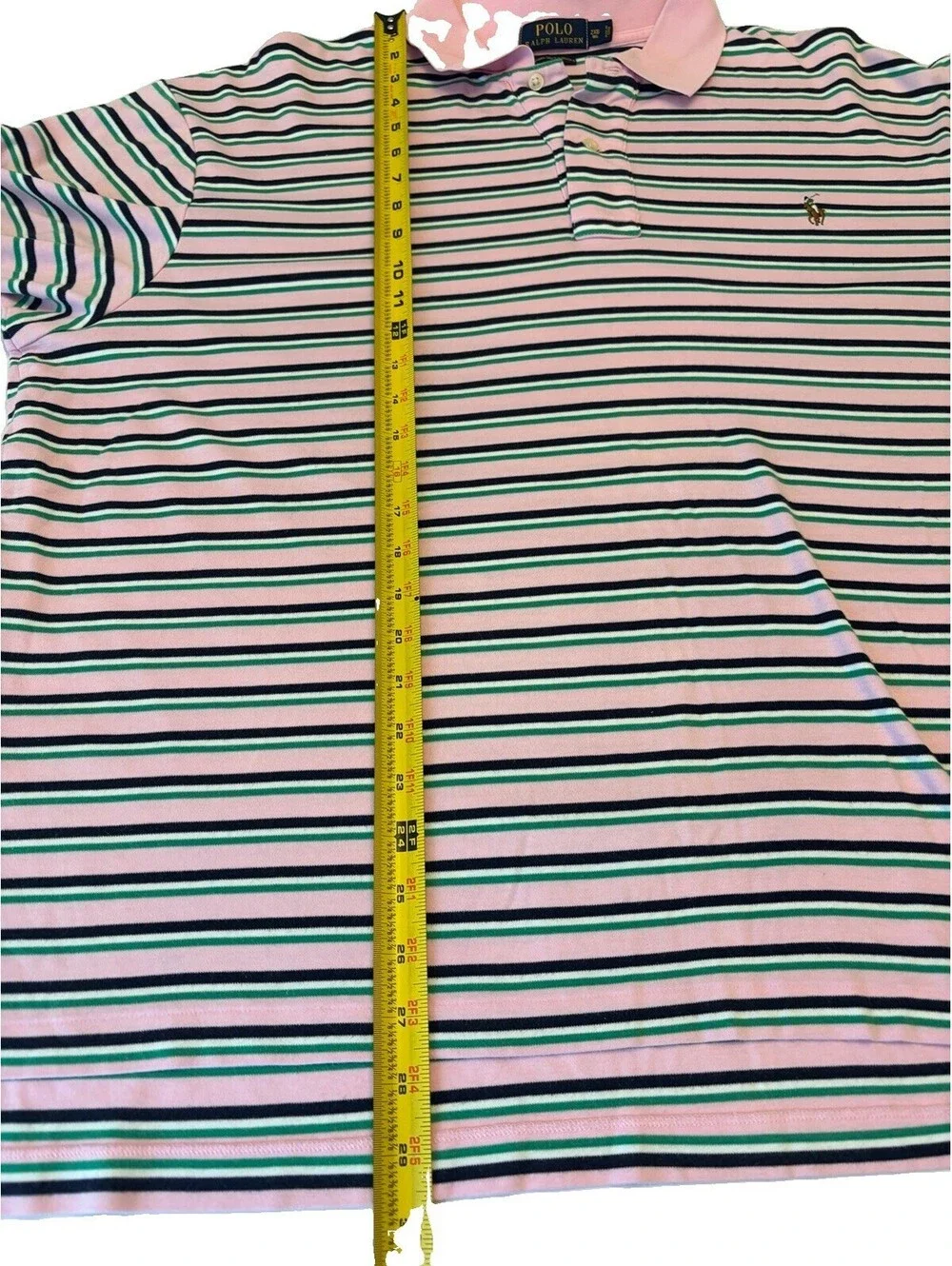 Men’s Polo Ralph Lauren Short Sleeve Polo Shirt Pink/Green Stripe Size 2XB